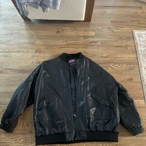 Black Leather Bomber Jacket